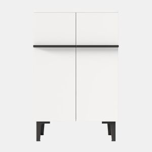 Sapateira 95x60x35 cm - Porta dupla, grande capacidade, prateleiras ajustáveis - PretoBranco