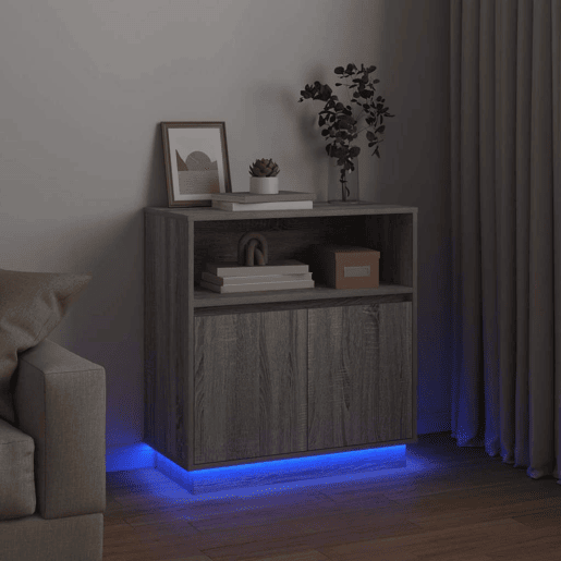Aparador - Bufete - Móvei de apoio LED Cinza Sonoma 71 x 34,5 x 75 cm Madeira processada pt4142