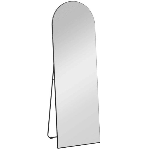 HOMCOM Espelho de Corpo Inteiro 150x50 cm, Espelho de Pé Arqueado sem Moldura, Independente ou de Parede, para Quarto, Sala, Preto