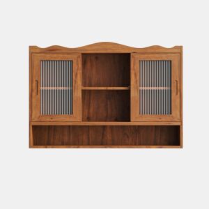 Armário deslizante retro 90 cm - 2 portas, 3 níveis de armazenamento - Castanho