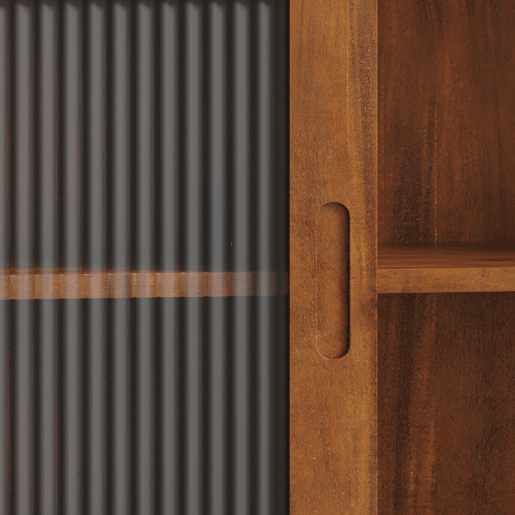 Armário deslizante retro 90 cm - 2 portas, 3 níveis de armazenamento - Castanho Armário deslizante retro 90 cm - 2 portas, 3 níveis de armazenamento - Castanho