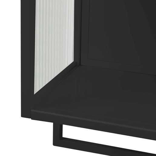 Armário de parede 60 cm - Portas de vidro, 2 níveis, prateleira aberta e toalheiro - Preto