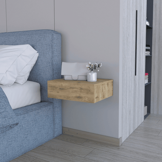 Mesa de cabeceira flutuante LINDEN com gaveta para organização funcional
