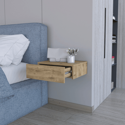 Mesa de cabeceira flutuante LINDEN com gaveta para organização funcional