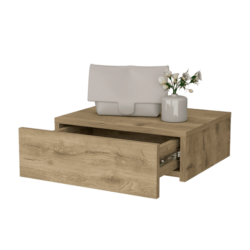 Mesa de cabeceira flutuante LINDEN com gaveta para organização funcional