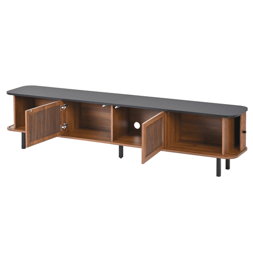 Móvel de TV baixo 190x35x45 cm - 2 portas de correr, 2 portas com grelha, design moderno - Nogueira Móvel de TV baixo 190x35x45 cm - 2 portas de correr, 2 portas com grelha, design moderno - Nogueira