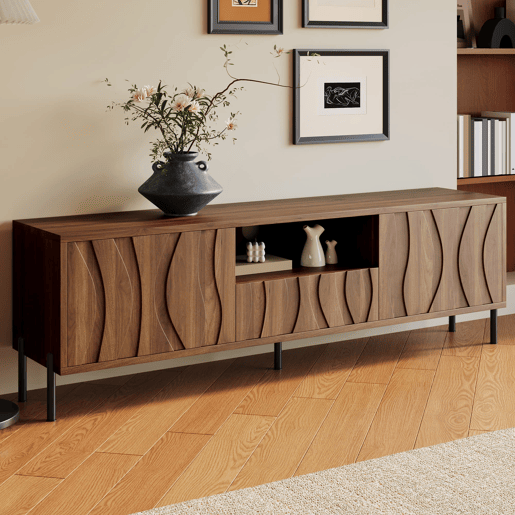 Móvel de TV 160x35 cm - Baixo, 3 portas, móveis de sala - Natural
