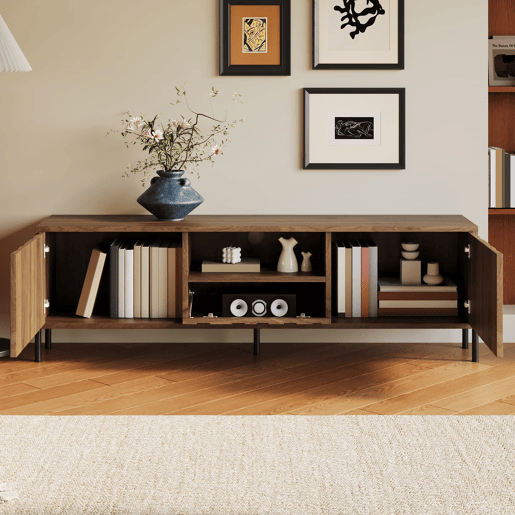 Móvel de TV 160x35 cm - Baixo, 3 portas, móveis de sala - Natural