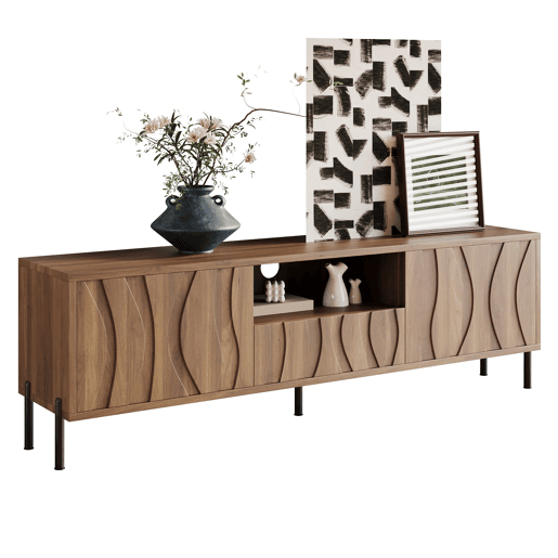 Móvel de TV 160x35 cm - Baixo, 3 portas, móveis de sala - Natural