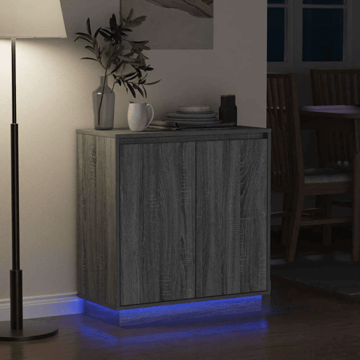 Aparador - Bufete - Móvei de apoio LED Cinza Sonoma 71 x 34,5 x 75 cm Madeira processada pt4141