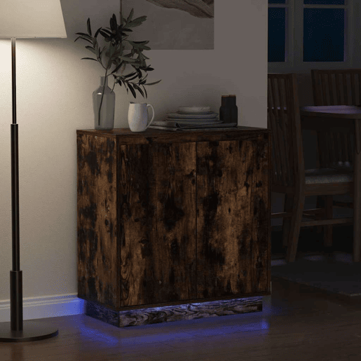 Aparador - Bufete - Móvei de apoio LED com prateleira Carvalho Defumado 71 x 34,5 x 75 cm pt4135