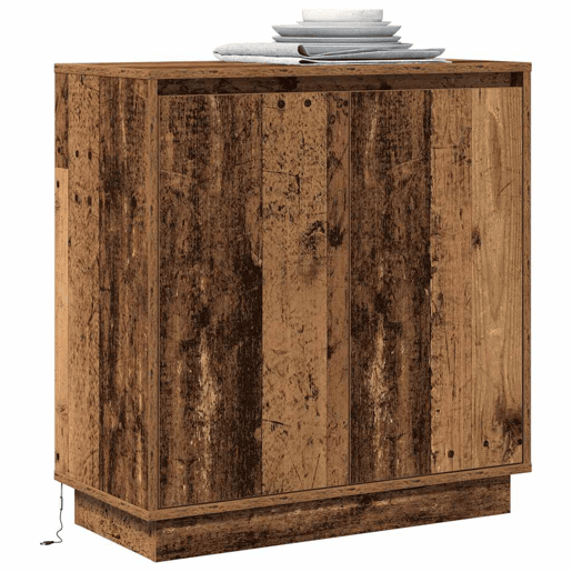 Aparador - Bufete - Móvei de apoio LED com prateleira Madeira antiga 71 x 34,5 x 75 cm pt4134