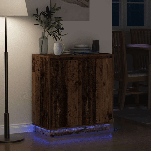 Aparador - Bufete - Móvei de apoio LED com prateleira Madeira antiga 71 x 34,5 x 75 cm pt4134