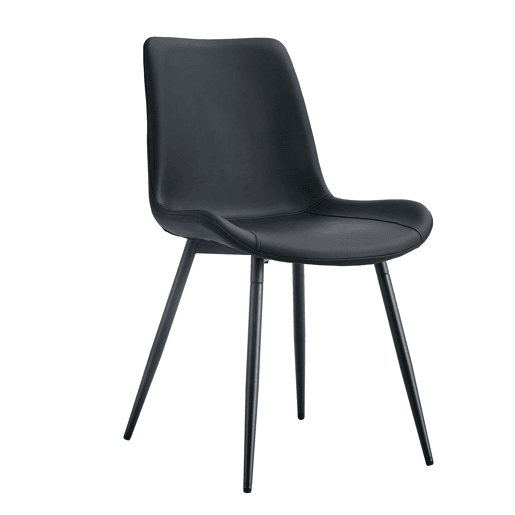 Cadeiras de sala de jantar 4 unidades - modernas, assento largo com encosto, PU e estrutura metálica - Preto