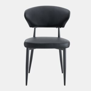 Cadeira de jantar 2 unidades - design ergonómico minimalista, encosto curvo - Preto