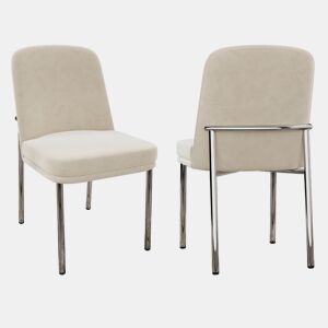 Cadeiras de sala de jantar 2 unidades - almofada grossa, pernas metálicas, estilo moderno minimalista - bege