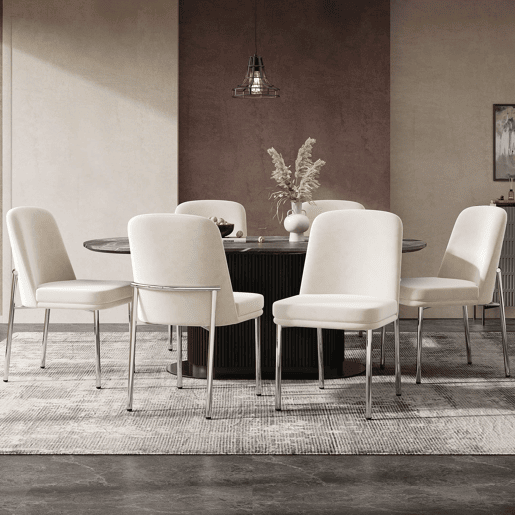 Cadeiras de sala de jantar 2 unidades - almofada grossa, pernas metálicas, estilo moderno minimalista - bege Cadeiras de sala de jantar 2 unidades - almofada grossa, pernas metálicas, estilo moderno minimalista - bege