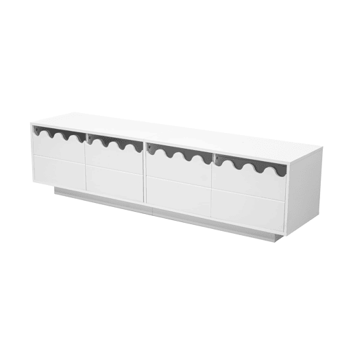 Móvel de TV 170x40 cm - 4 portas com design ondulado - Moderno - Bege
