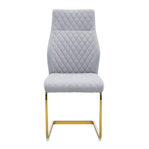 Cadeira de sala de jantar 2 unidades - encosto alto, assento acolchoado, metal dourado - cinza clarodourado