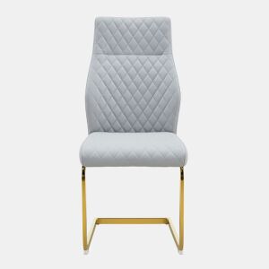 Cadeira de sala de jantar 2 unidades - encosto alto, assento acolchoado, metal dourado - cinza clarodourado