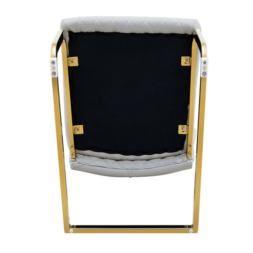 Cadeira de sala de jantar 2 unidades - encosto alto, assento acolchoado, metal dourado - cinza clarodourado