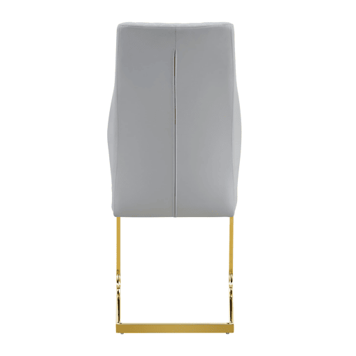 Cadeira de sala de jantar 2 unidades - encosto alto, assento acolchoado, metal dourado - cinza clarodourado