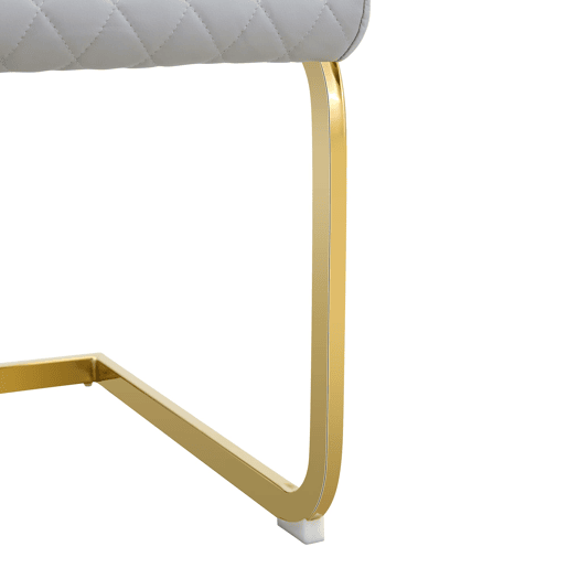 Cadeira de sala de jantar 2 unidades - encosto alto, assento acolchoado, metal dourado - cinza clarodourado