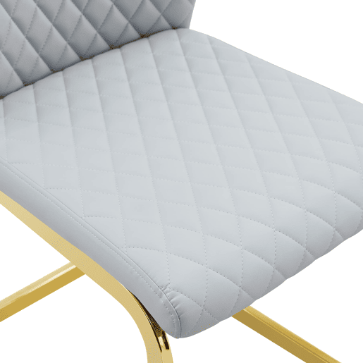 Cadeira de sala de jantar 2 unidades - encosto alto, assento acolchoado, metal dourado - cinza clarodourado