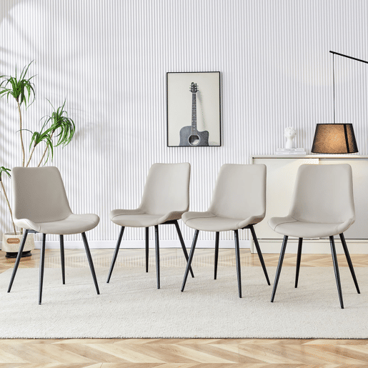 Cadeiras de sala de jantar 4 unidades - modernas, assento amplo, encosto, pés antiderrapantes - Preto+Cinza