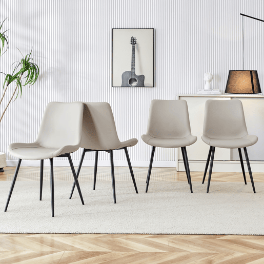 Cadeiras de sala de jantar 4 unidades - modernas, assento amplo, encosto, pés antiderrapantes - Preto+Cinza