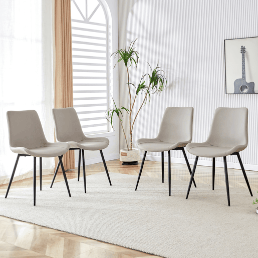 Cadeiras de sala de jantar 4 unidades - modernas, assento amplo, encosto, pés antiderrapantes - Preto+Cinza