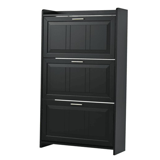 Sapateira 70x24x120 cm - Com 6 compartimentos, para corredor, escritório e sala - Preto