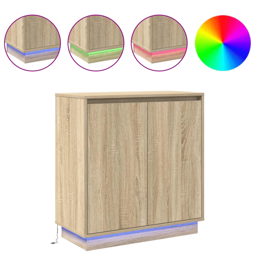 Aparador - Bufete - Móvei de apoio LED com prateleira Carvalho Sonoma 71 x 34,5 x 75 cm pt4137