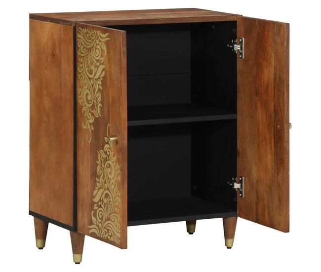Aparador - mueble de almacenamiento marrón 60 x 33 x 75 cm madera de mango maciza es4756