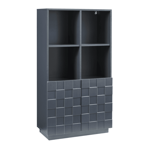 Cómoda alta Bopibobro com 2 portas 8 compartimentos 118x64x30 cm Cinzento escuro en.casa