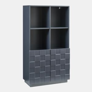 Cómoda alta Bopibobro com 2 portas 8 compartimentos 118x64x30 cm Cinzento escuro en.casa