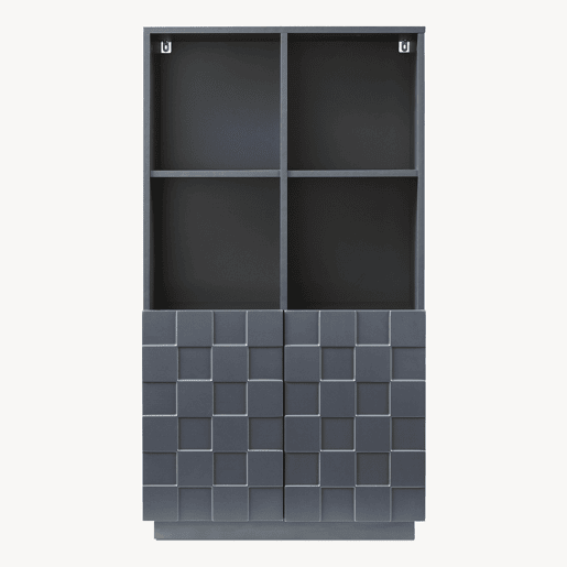 Cómoda alta Bopibobro com 2 portas 8 compartimentos 118x64x30 cm Cinzento escuro en.casa