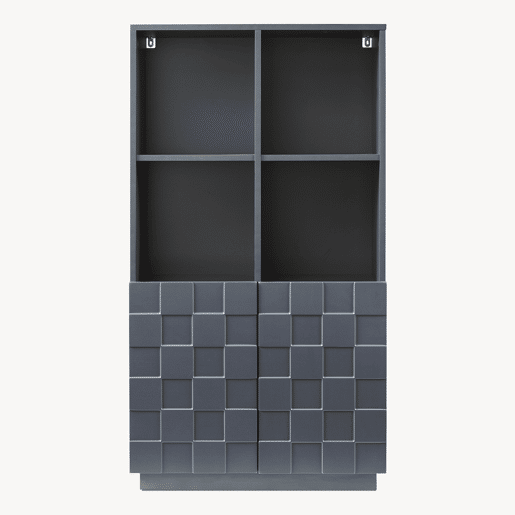 Cómoda alta Bopibobro com 2 portas 8 compartimentos 118x64x30 cm Cinzento escuro en.casa