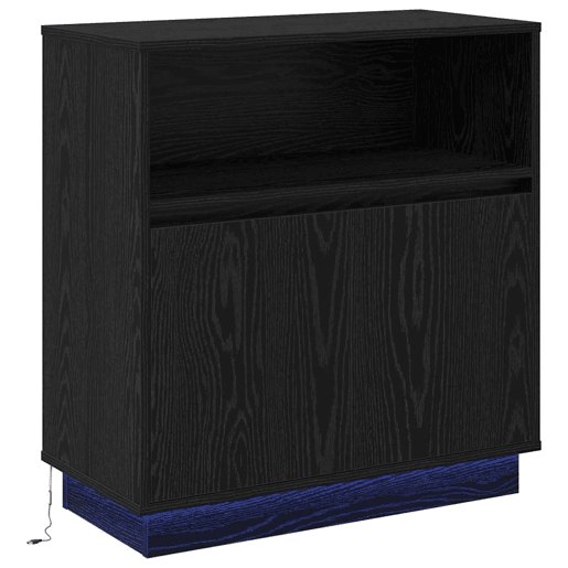 Aparador - Bufete - Móvei de apoio LED Carvalho Preto 71 x 34,5 x 75 cm pt4207