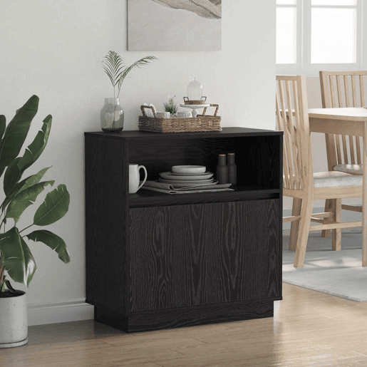 Aparador - Bufete - Móvei de apoio LED Carvalho Preto 71 x 34,5 x 75 cm pt4207