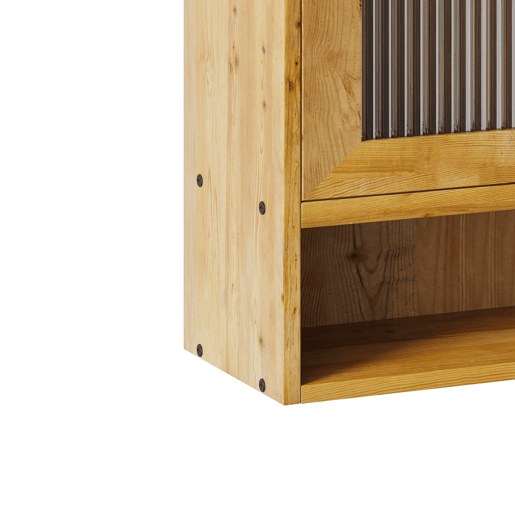 Armário retro 90 cm - 2 portas de correr, 3 níveis de arrumação - Natural Armário retro 90 cm - 2 portas de correr, 3 níveis de arrumação - Natural