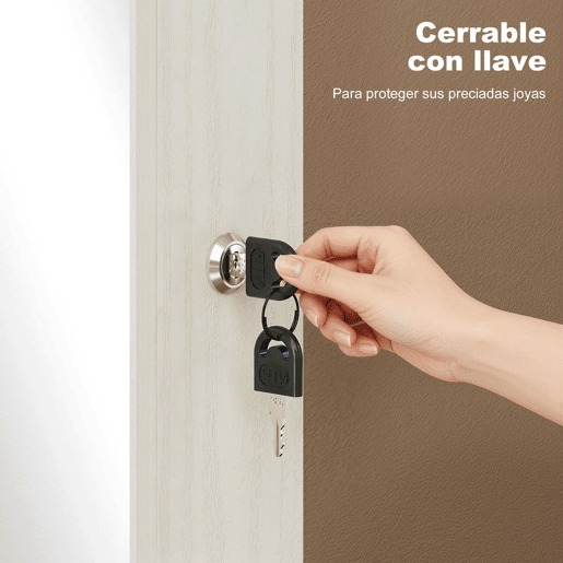 HOMCOM Espelho Joyero com 6 Luzes LED, Armário para Joias de Parede ou Porta com Fecho, Espelho de Corpo Inteiro sem Moldura, Branco