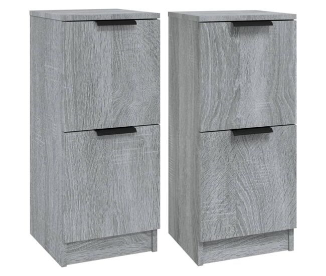Aparador - muebles de almacenamiento 2 uds madera contrachapada gris sonoma 30x30x70 cm es5137