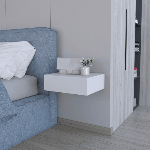 Mesa de cabeceira flutuante LINDEN com gaveta para organização funcional