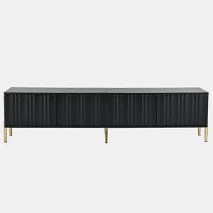 Móvel de TV 190x38x48 cm - pés dourados, design moderno - Preto