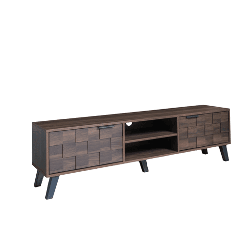 Móvel de TV 160,5x35,5 cm - 2 portas e 2 prateleiras abertas - Madeira escura