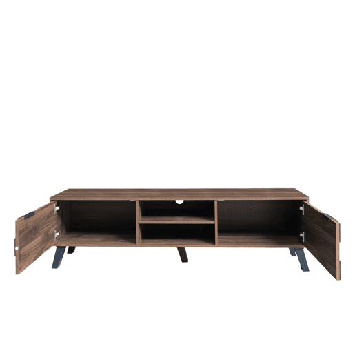 Móvel de TV 160,5x35,5 cm - 2 portas e 2 prateleiras abertas - Madeira escura