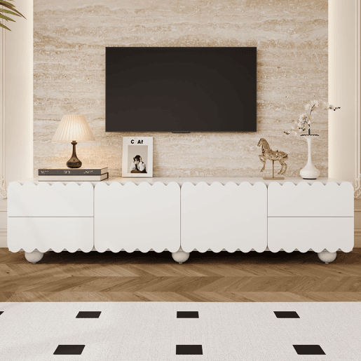 Móvel de TV 175x38 cm - Design moderno, baixo, elegante - Branco