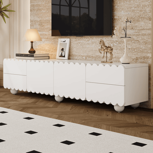 Móvel de TV 175x38 cm - Design moderno, baixo, elegante - Branco