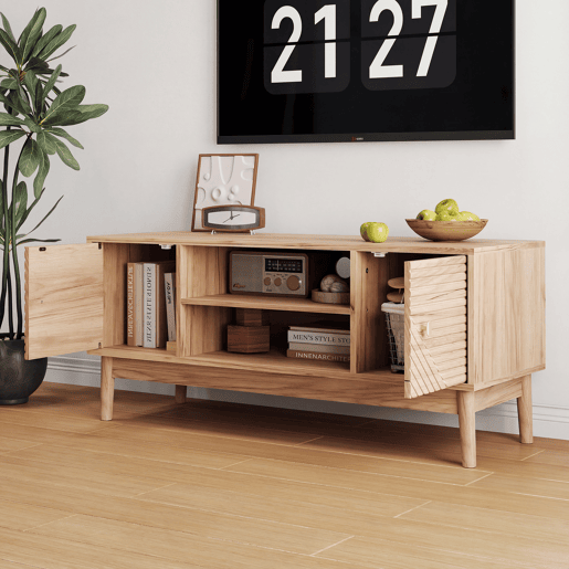 Móvel para TV 110 cm - Estilo Mid-Century, com arrumação, para TV 32-45 - Carvalho